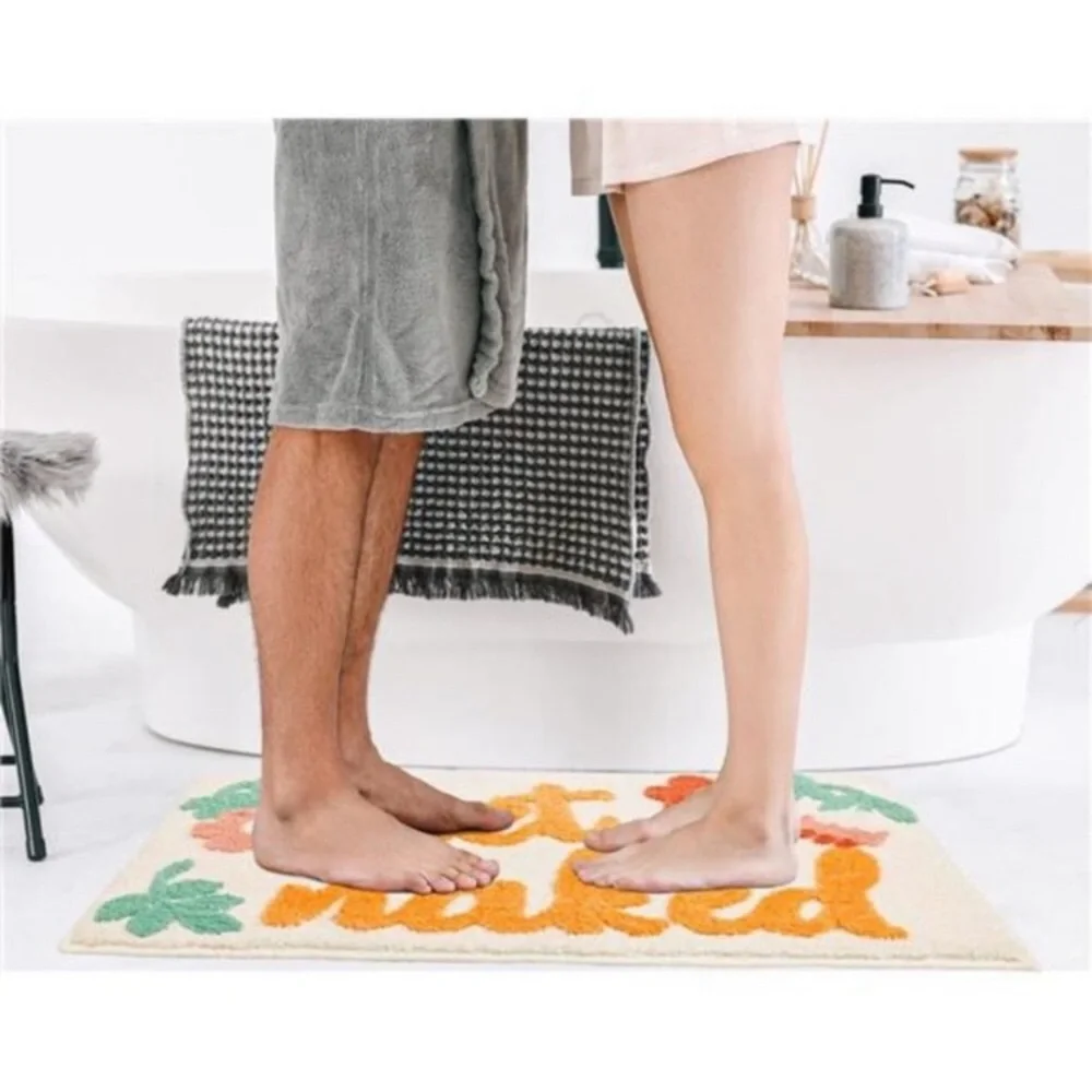 Get Naked Bath Mat, Bathroom Soft Microfiber Rug Non-Slip Machine Washable